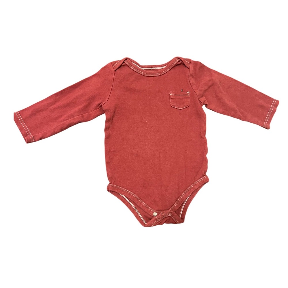 HB Bodysuit Baby 24M Red Excellent Long Sleeve Pocket 1647